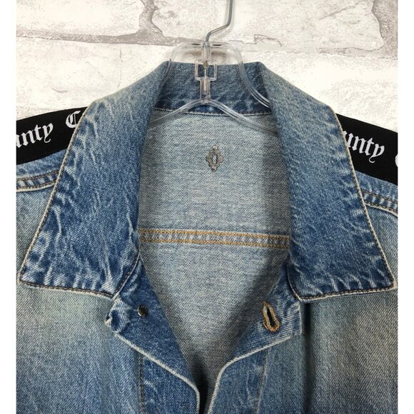 MARCELO BURLON County of Milan Men's Blue Denim Jacket SMALL CWYE004F18876207 - Picture 3 of 8